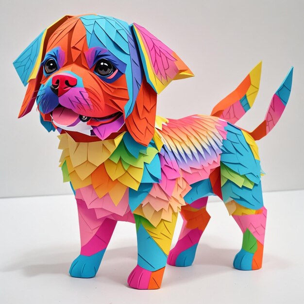 Coupe de papier de chien kawaii coloré 4D