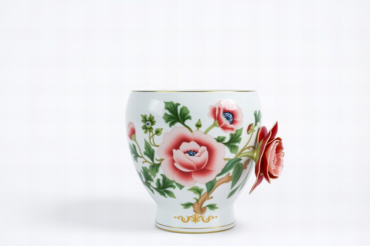 Photo coupe en porcelaine florale