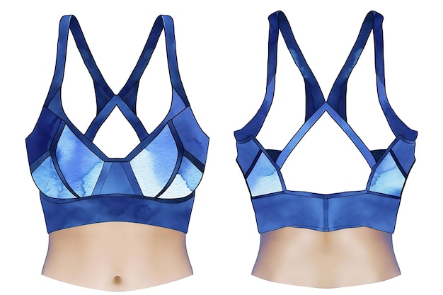 Photo coupe de soutien-gorge sportif avec une découpe en forme de diamant sur le dos illustration collection de vêtements plats