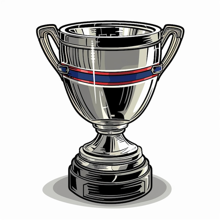 Photo coupe de style dessin animé fond blanc trophée