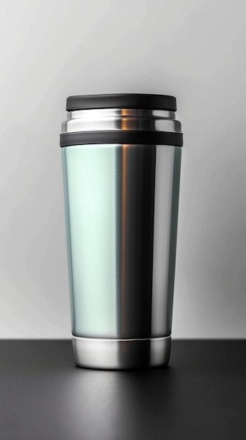 Coupe thermo métallique avec boissons chaudes concept de récipient en acier inoxydable papier peint mobile vertical