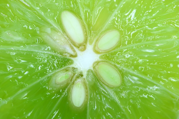 Coupe transversale de chaux verte vibrante avec des graines pour le fond