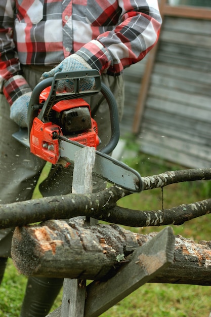 Couper le bois Tronçonneuse