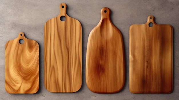 Couper les planches de bois de cuisine isolé sur fond blanc