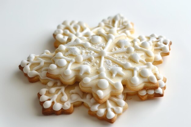 Coupeuse de biscuits à flocons de neige sur fond blanc