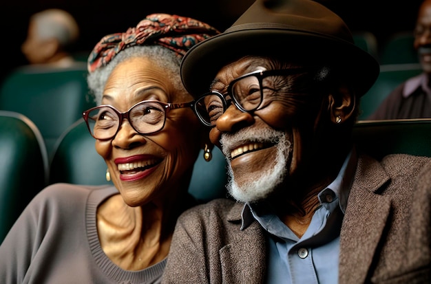Couple afro-américain au cinéma généré par l'IA