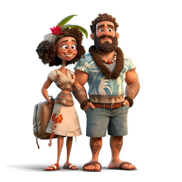 Couple afro-américain avec illustration 3D de costume indien amérindien