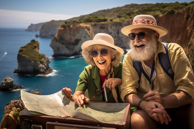 Photo un couple âgé profitant de sa retraite en voyageant et en explorant le monde.