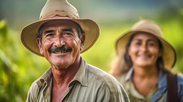 couple d'agriculteurs colombiens souriants Portrait