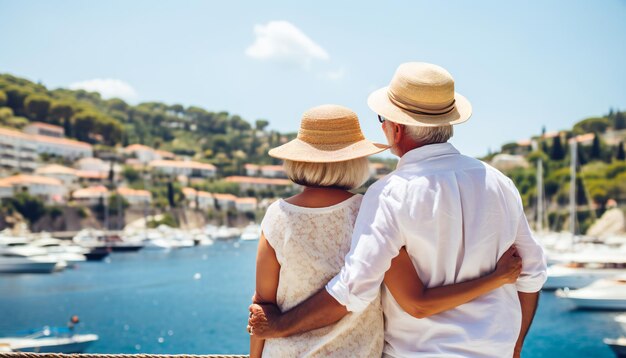 Un couple d'aînés actifs voyageant sur la Côte d'Azur