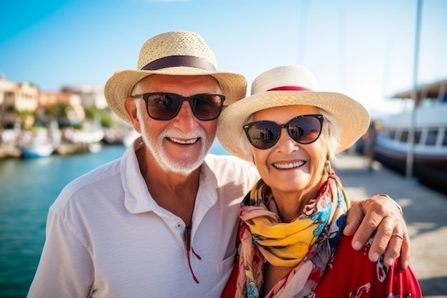 Un couple d'aînés heureux en voyage