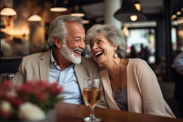 Un couple d'aînés joyeux L'amour de la femme génère Ai