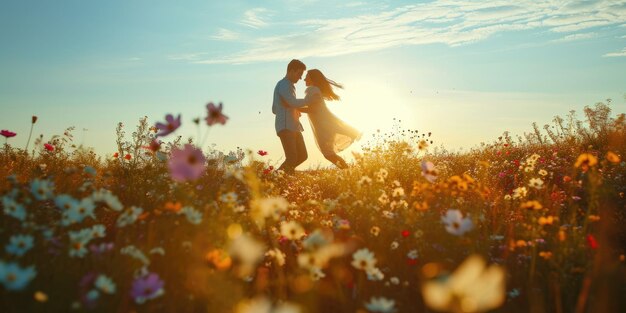 Un couple d'amour dans une belle scène naturelle de Pragma.