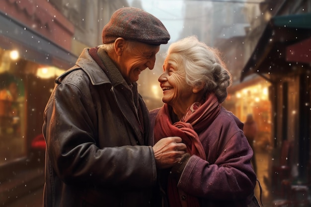 Un couple d'amour se promène dans la ville Génère Ai