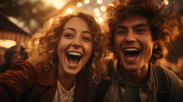 Un couple amoureux au coucher du soleil