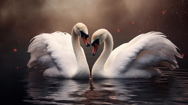 Un couple d'amoureux cygnes