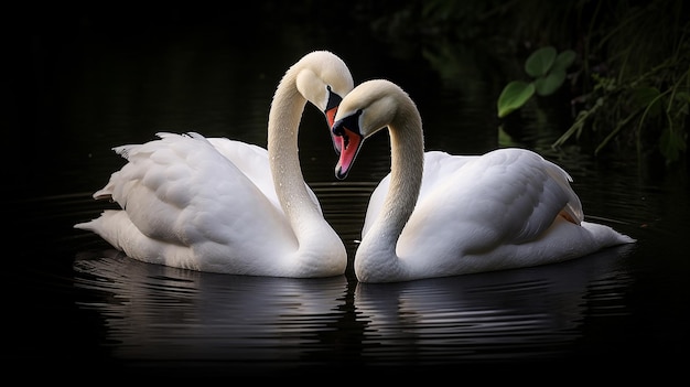 Un couple d'amoureux cygnes