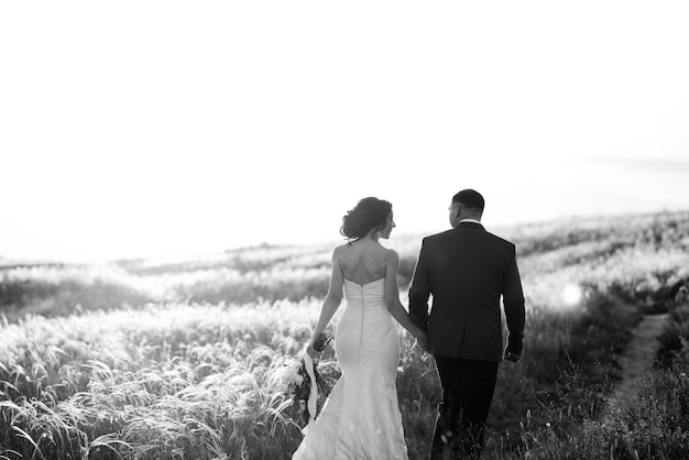 Un couple amoureux un gars et une fille sur une promenade dans la ceinture de la forêt