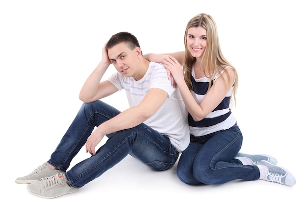 Couple d'amoureux isolé sur blanc