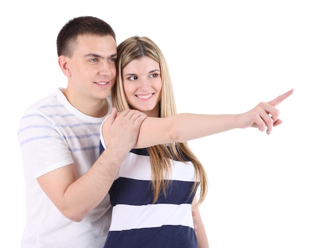 Couple d'amoureux isolé sur blanc