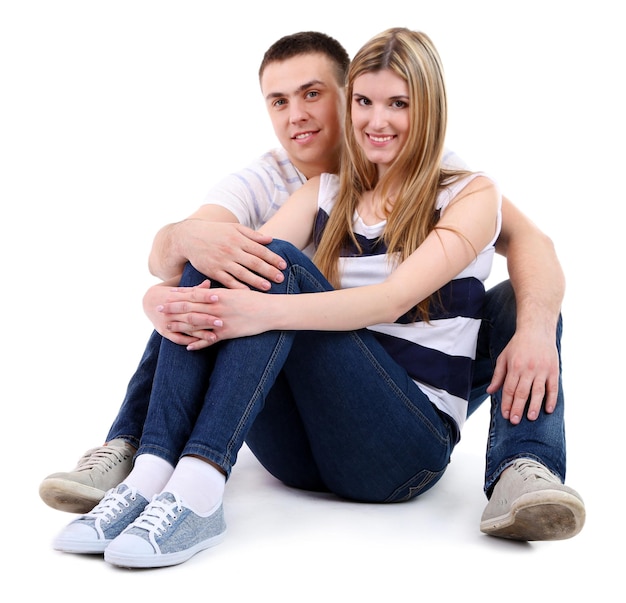 Couple d'amoureux isolé sur blanc