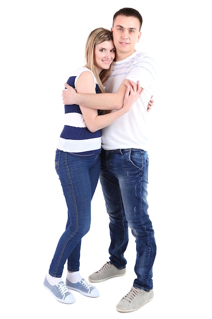 Couple d'amoureux isolé sur blanc