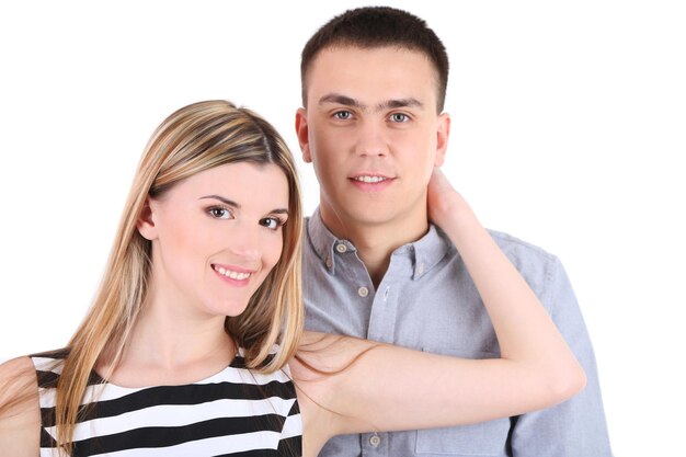 Couple d'amoureux isolé sur blanc