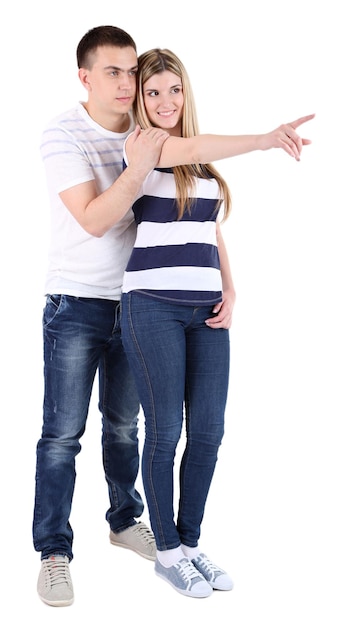 Couple d'amoureux isolé sur blanc