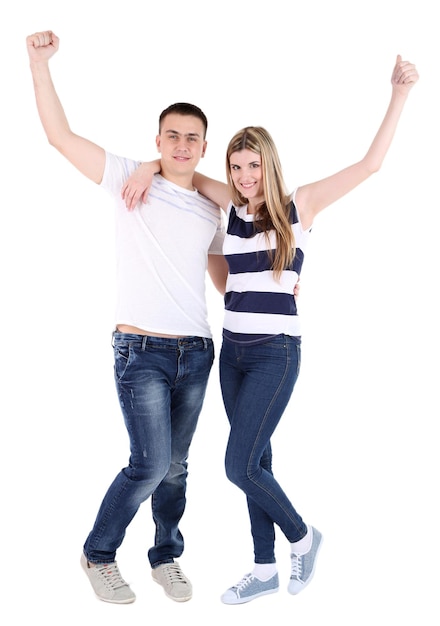 Couple d'amoureux isolé sur blanc