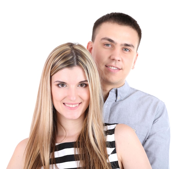 Couple d'amoureux isolé sur blanc