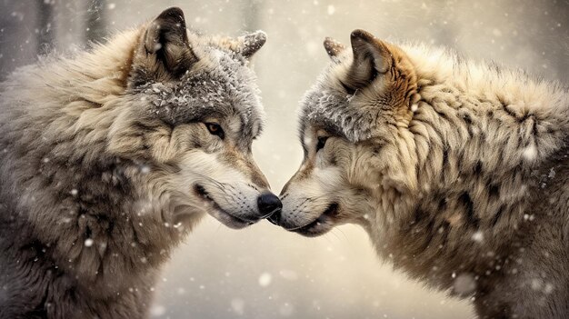 Couple d'amoureux de loup ai génératif