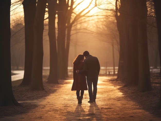 Un couple amoureux profite d'une journée romantique d'hiver