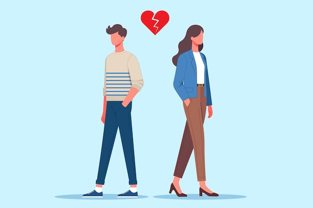 un couple amoureux d'un symbole de cœur problème de relation de couple cœur brisé entre couple