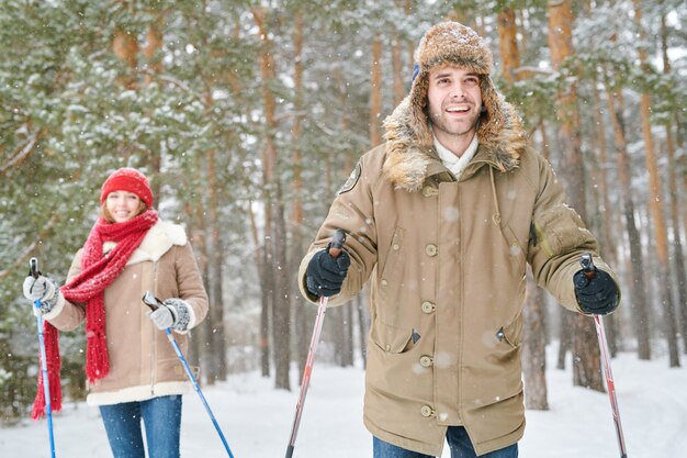 Couple, Apprécier, Ski, Voyage