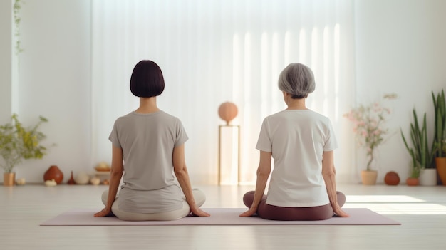 Un couple assis sur un tapis de yoga