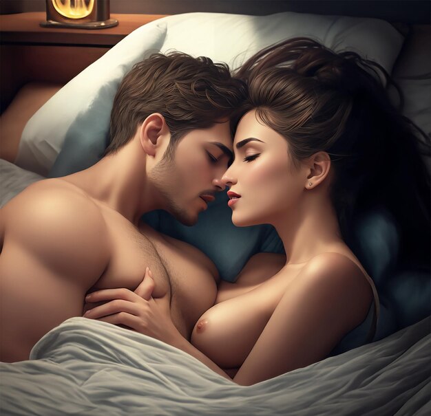 Photo un couple au lit.