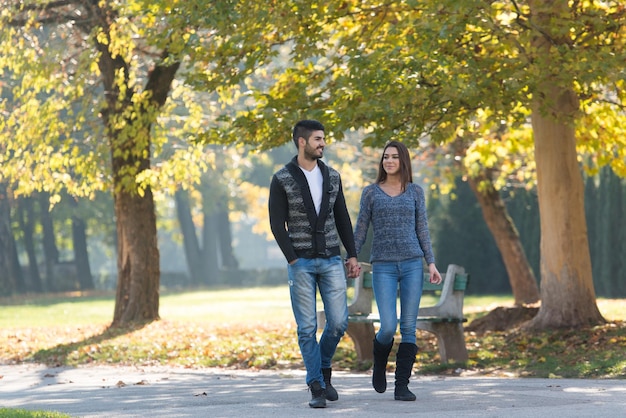 Couple en automne parc