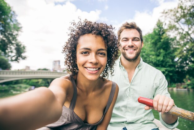 Photo couple, sur, bateau