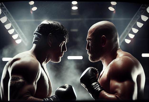 Un couple de boxeurs se heurtant aux poings avant un combat
