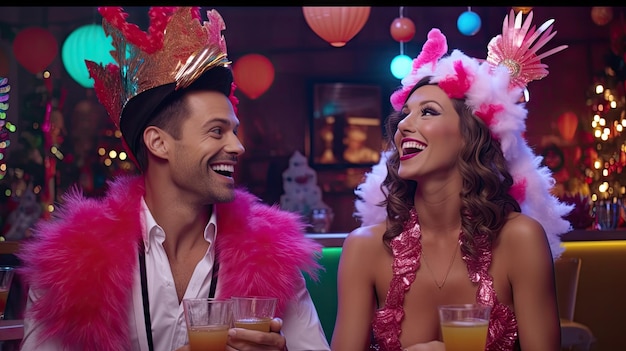 Un couple buvant dans un bar la veille de Noël.