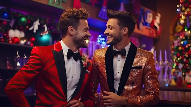 Un couple buvant dans un bar la veille de Noël.