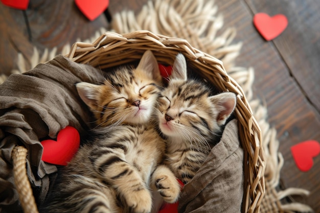 Un couple de chats mignons aiment la Saint-Valentin Pragma