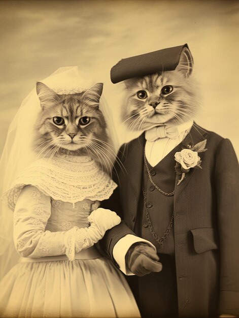 un couple de chats posent pour une photo