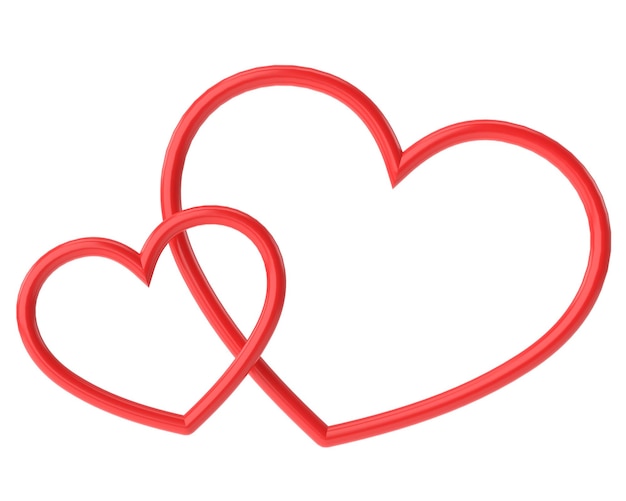 Photo couple coeur 3d coeur dessin au trait décoration de carte saint valentin