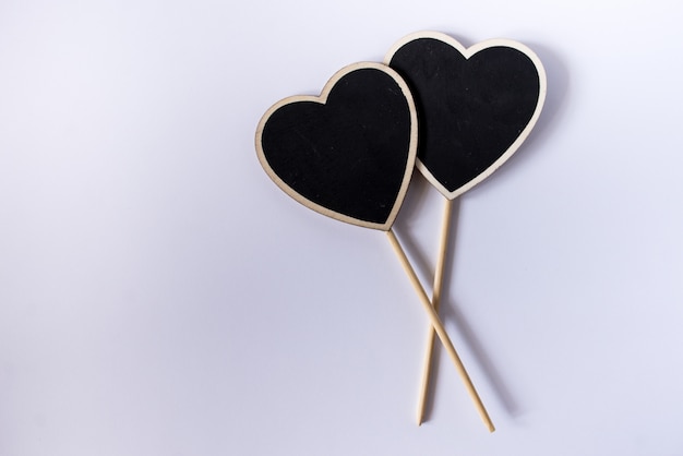 couple de coeurs noirs. Concept de la Saint-Valentin