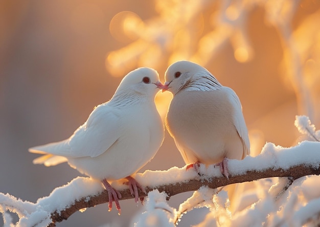 couple de colombes s'embrassant