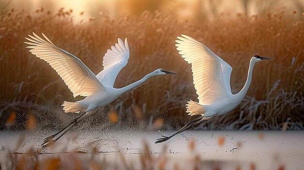 Photo le couple de cygnes