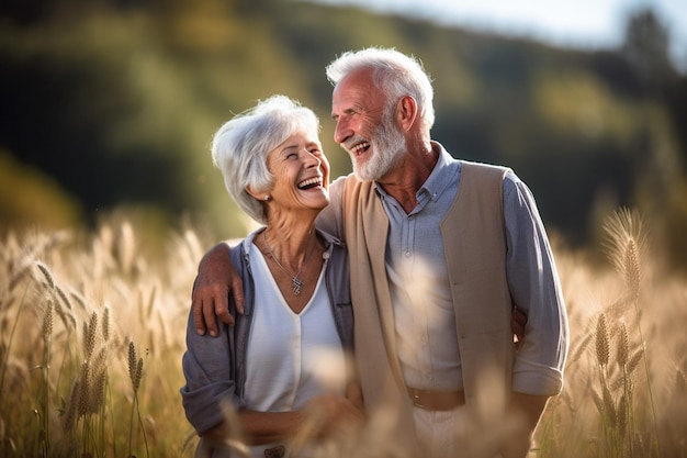 Un couple dans un champ avec un homme et une femme