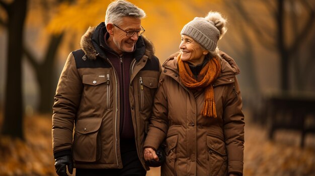 couple dans la forêt d'automne