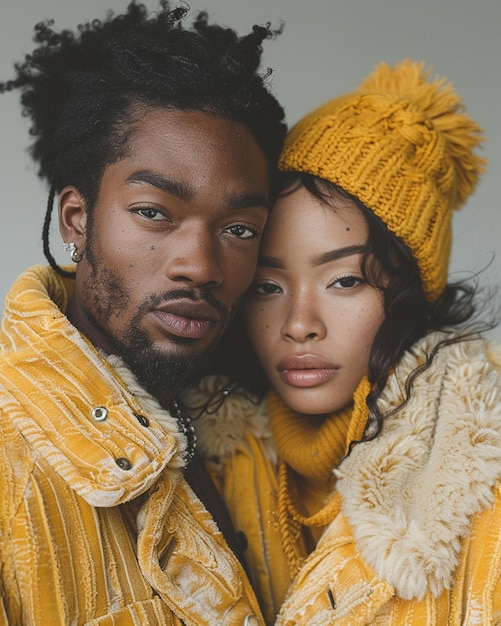 Photo un couple dans un papier peint urbain élégant